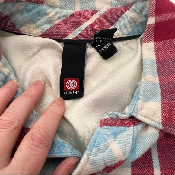 Men's Large Element Red & Blue Plaid Flannel Shirt - Classic Fit, Cotton Blend - Picture 7 of 12